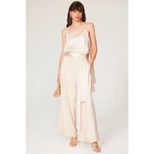 Obando Collective Satin Wide Leg Jumpsuit Cream Size 10